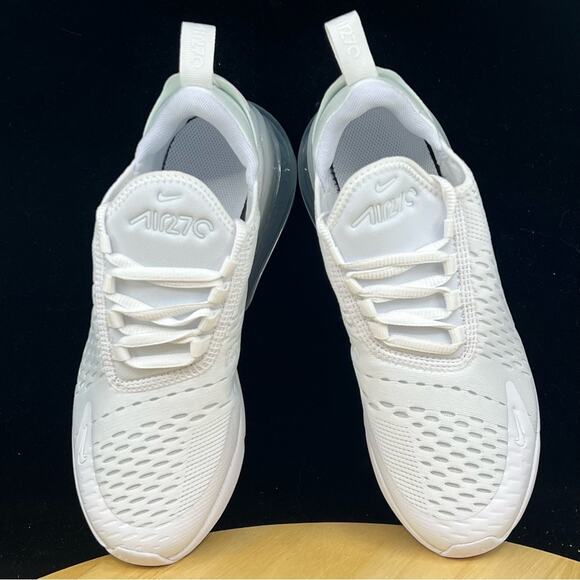 Nike Air Max 270 GS White Metallic Silver Shoes Sz 5.5Y NEW 943345-103 (7 Wmns) - Picture 8 of 9
